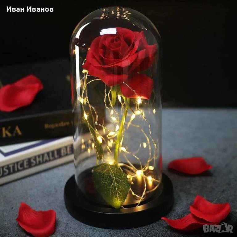 Романтична вечна роза в стъкленица, снимка 1