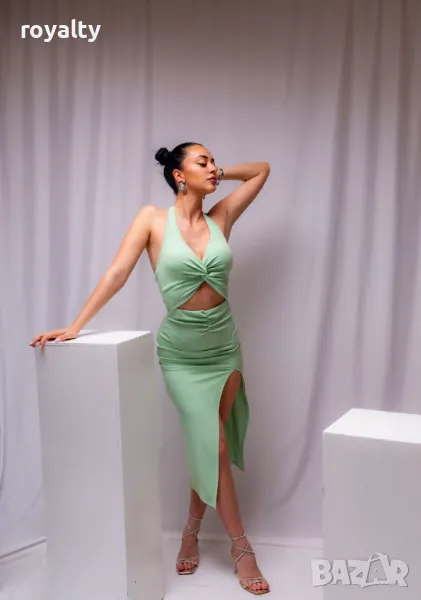Стилна зелена дамска рокля , снимка 1