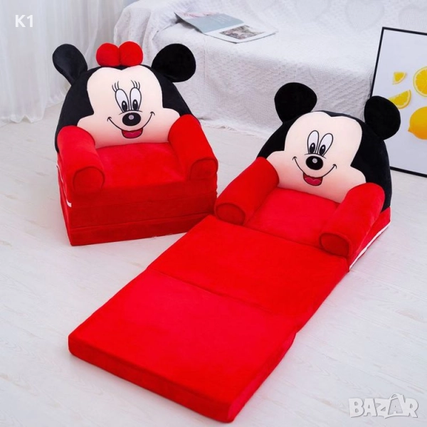 Голям Плюшен разтегателен фотьойл-легло Мини Маус 120см Minnie Mouse, снимка 1
