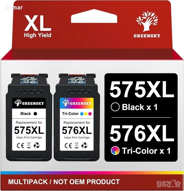 GREENSKY PG-575XL CL-576XL касети с мастило за Canon PIXMA, черна и цветна, снимка 1