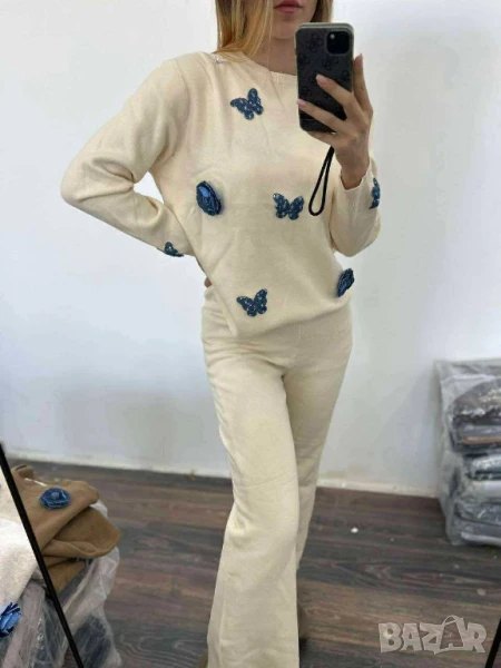 дамски екипи от фино плетиво с деним , снимка 1