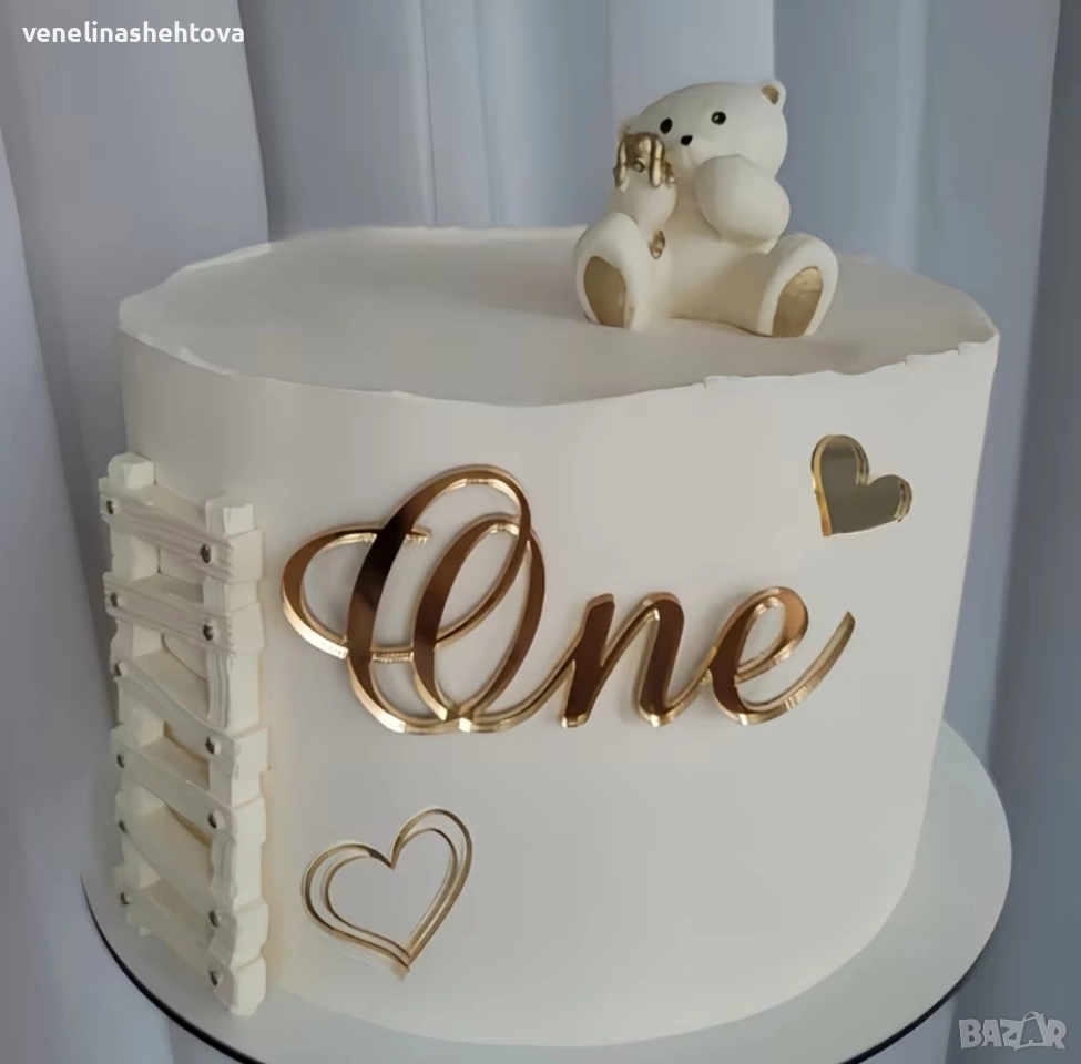 One златист акрилен топер за първи рожден ден , снимка 1