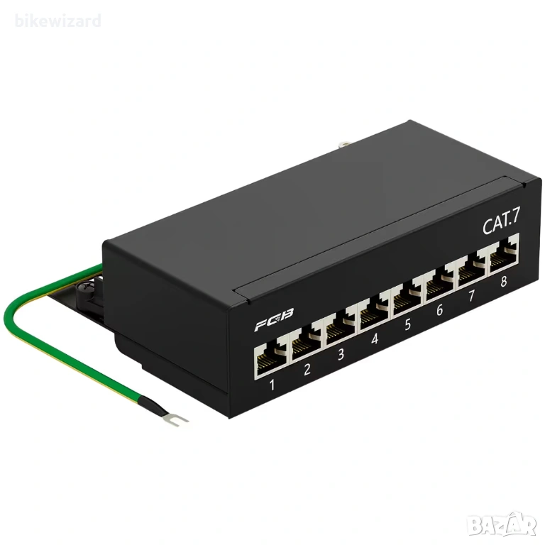 FGB CAT 7 пач панел, 8 порта, екраниран разпределителен панел  НОВ, снимка 1