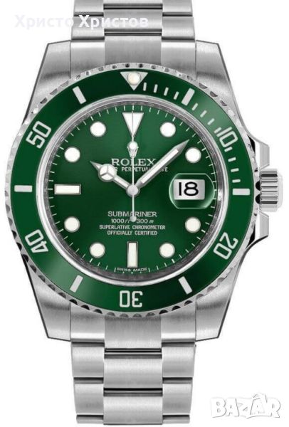 Мъжки луксозен часовник Rolex Submariner Date Hulk Oystersteel Green Dial Men's Watch 116610LV-0002, снимка 1