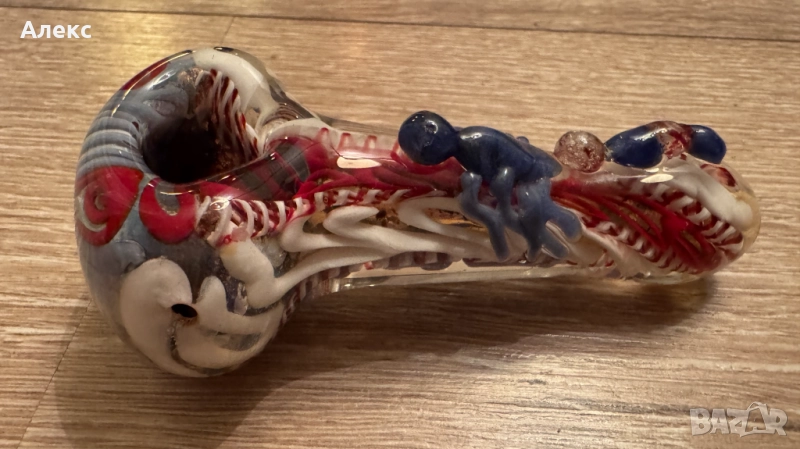 Единствена по рода си стъклена суха лула, боросиликат. Отлична!, снимка 1