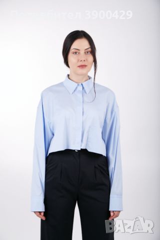 Дамска Риза Cropped - Светло Синя