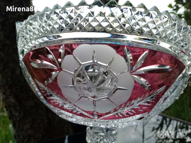 * Anna Hütte * - винтидж кристална купа, снимка 5 - Антикварни и старинни предмети - 54239733