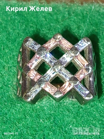 Шармантен Арт Деко сребърен пръстен с РОЗОВ КВАРЦ и БРИЛЯНТ 54212, снимка 2 - Пръстени - 54014552