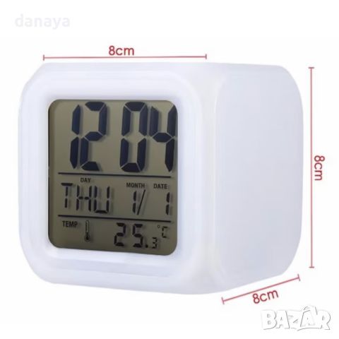4522 Светещ дигитален будилник с календар и термометър, снимка 7 - Стенни часовници - 45520301