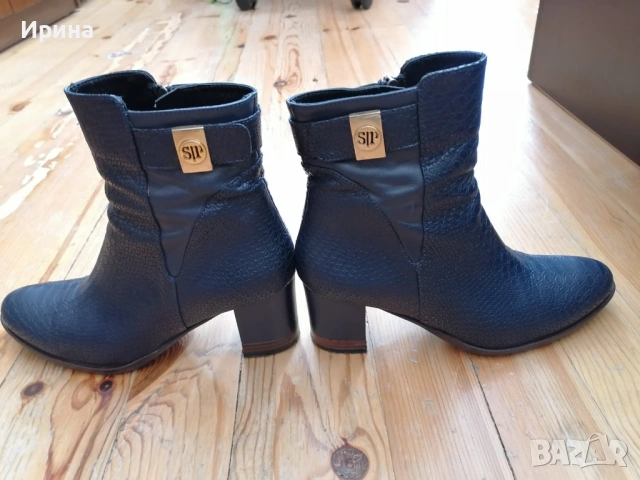 Тъмносини боти от естествена кожа Sara Pen, номер 37, снимка 8 - Дамски боти - 53351813