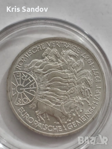 Германия 10 Марки 1987 – 30 г. Римски договори , снимка 4 - Нумизматика и бонистика - 53385770