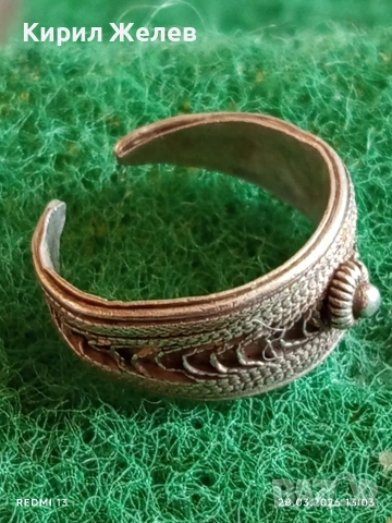 Сребърен пръстен филигранна изработка с гранулация възрожденски стил 41153, снимка 4 - Пръстени - 54005465