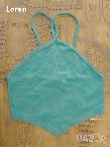 Ново!*Fb Sister*Късо светло синьо асиметрично потниче