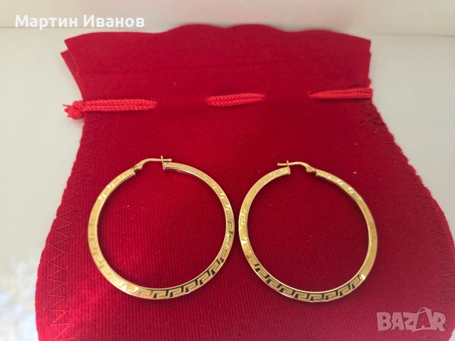 Златни обеци халки с мотив, снимка 6 - Обеци - 54155173