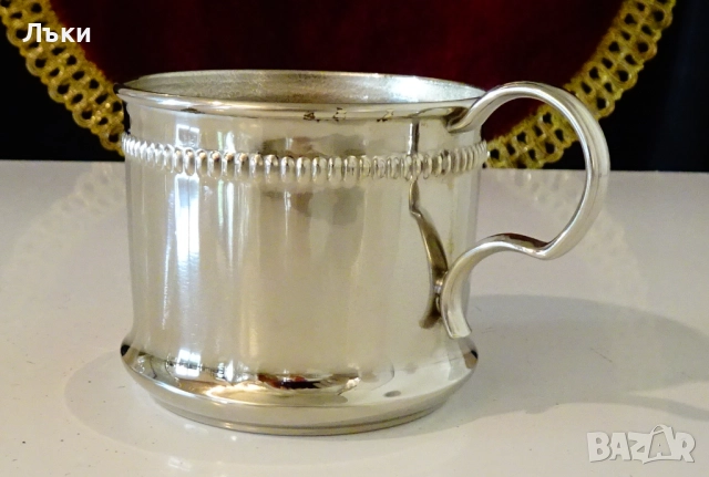 Посребрени чаши за вино,кафе,чай,перлен релеф. , снимка 2 - Антикварни и старинни предмети - 52079516