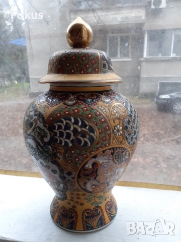 Голяма стара антикварна ваза Сатцума Satsuma рисувана релеф, снимка 13 - Антикварни и старинни предмети - 53445252