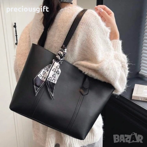 Дамска голяма черна чанта, снимка 3 - Чанти - 53801720