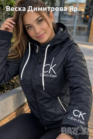 Дамско яке - Ветровка Бродирано лого Сваляща се качулка с цип Непромокаема и вятъроустойчива материя