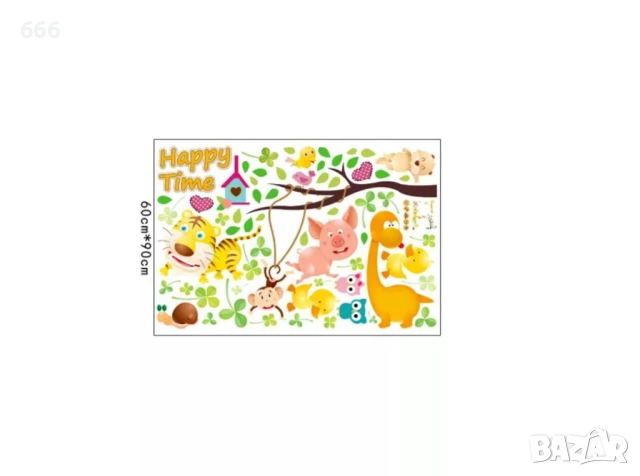 Стикер за стена, винилови стикери с анимационен филм "Happy Time" 125см * 180см (лист 90 * 60см), снимка 6 - Други - 52336646