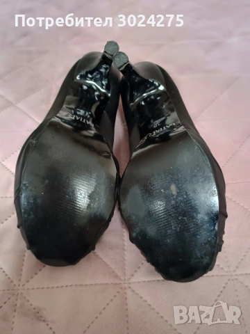 Черни сатенени обувки на висок ток, снимка 3 - Дамски обувки на ток - 54036413