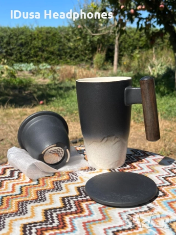 Голяма керамична чаша с филтър за кафе или чай, снимка 2 - Чаши - 51506822