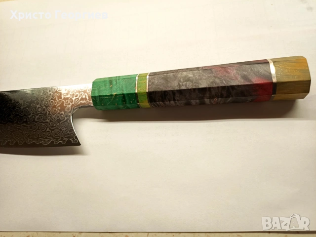 Японски нож Kiritsuke (Кирицуке) - Дамаска стомана, снимка 9 - Други стоки за дома - 54029726