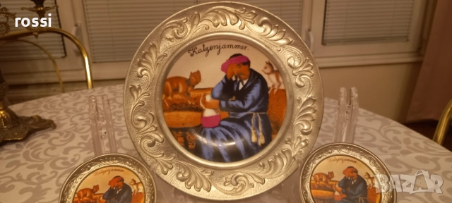 Vintage. Нови. BMF "Махмурлук след препиване" Немски чинии калай-порцелан. Чиния., снимка 2 - Антикварни и старинни предмети - 39920785