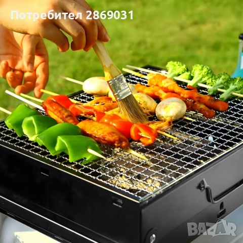 Градинска сгъваема скара за къмпинг и пикник – преносима, тип куфарче