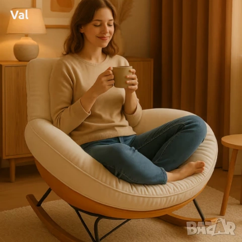 Елегантен люлеещ се стол с удобна възглавница за максимален комфорт, снимка 3 - Градински мебели, декорация  - 53976961