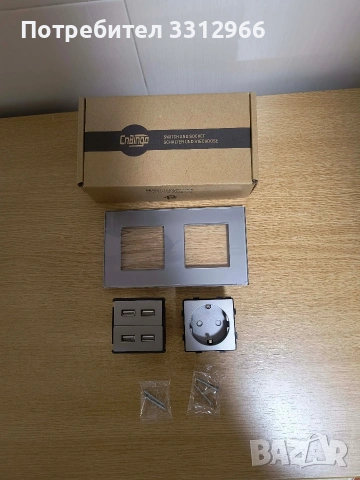 CNBINGO Стъклен вграден единичен Schuko контакт с 4 USB порта 2.4A 