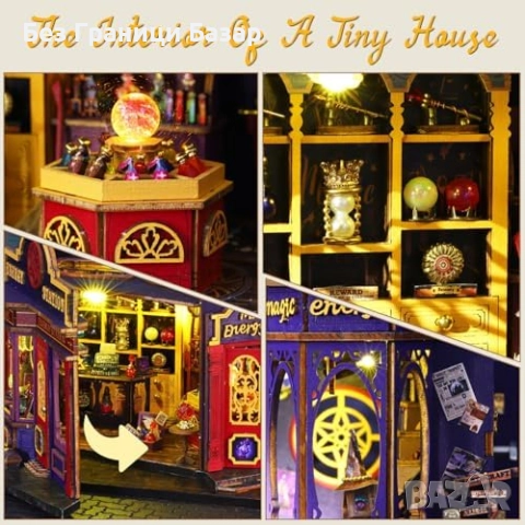 Нова Мини дървена къща с отварящи врати и LED осветление DIY комплект, снимка 6 - Други - 52788438