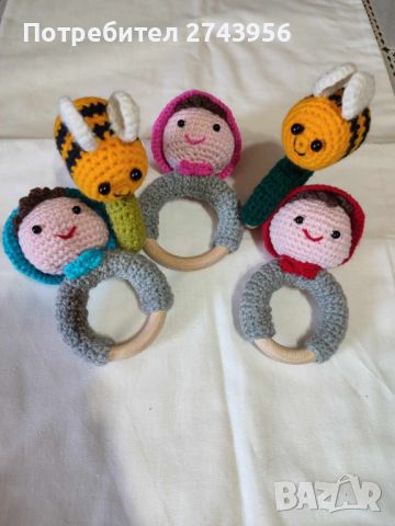 Ръчно изработени плетени играчки - бебешки дрънкалки, снимка 2 - Дрънкалки и чесалки - 45279379