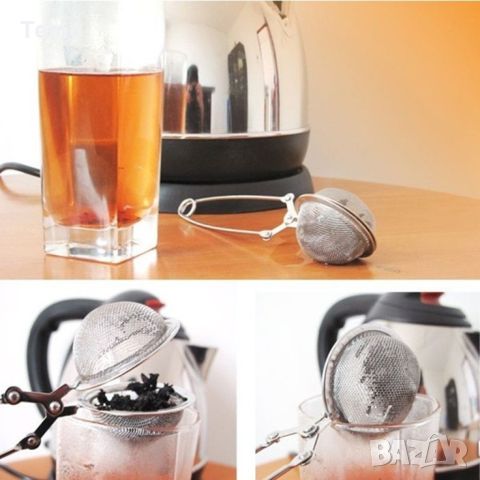 Филтър за чай от неръждаема стомана с дръжка, снимка 4 - Аксесоари за кухня - 46430967