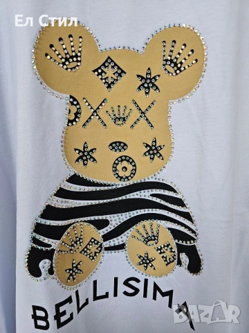 💎Дамски тениски с камъчета От С до Л свободен модел е, снимка 3 - Тениски - 54075286