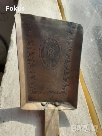 Стара барокова голяма антикварна лопатка за камина - бронз, снимка 3 - Антикварни и старинни предмети - 53348123