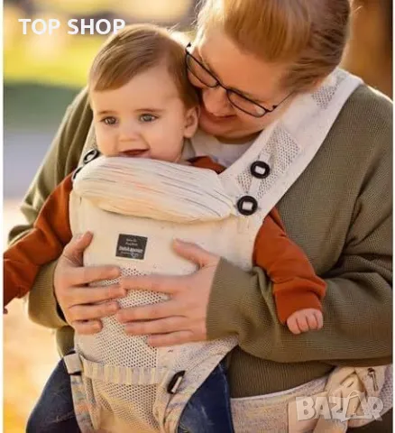 Нова Ергономична Бебешка Носилка Bebamour, 4 Позиции, Сива за бебе майка, снимка 5 - Кенгура и ранички - 49343947