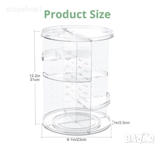 Въртящ се на 360° органайзер за козметика, LuckyLu®, компактен и преносим, лесен за сглобяване и изп, снимка 2 - Други - 53827100