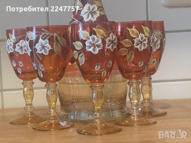 Винтидж бохемска Графа с бокали кристал Bohemia, снимка 5 - Чаши - 51508970