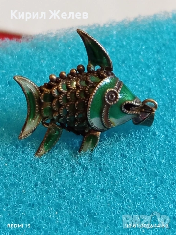 Сребърна висулка във формата на подвижна Риба 🐟 популярен талисман много красива 52543, снимка 6 - Колиета, медальони, синджири - 53073475
