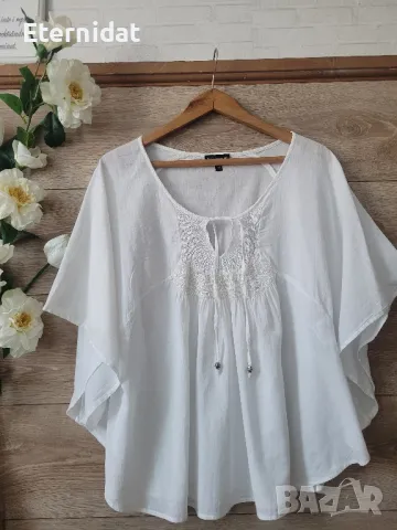 Нова бяла блуза памучна материя винтидж , снимка 3 - Тениски - 50107301
