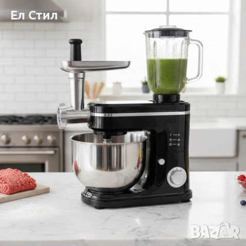 Кухненски робот 3в1: Планетарен миксер, блендер и месомелачка за лесно и бързо готвене