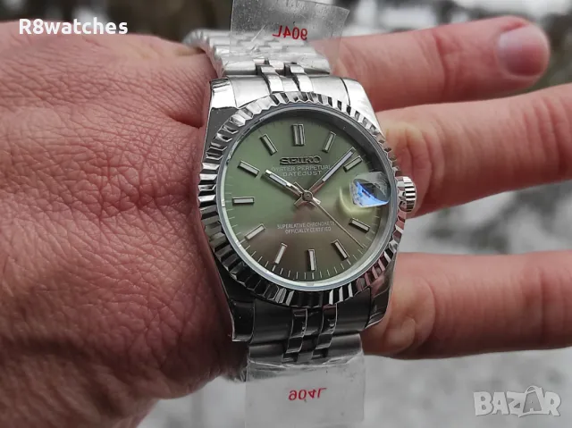 Seiko mod дамски Datejust 36mm Olive dial, снимка 2 - Дамски - 48824395