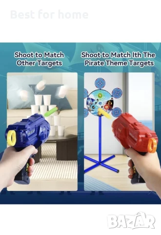  Интерактивна мишена за стрелба с пиратска тематика с 2 играчки пистолета, 40 дунапренени стрелички, снимка 2 - Други - 51193858