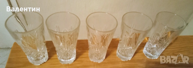 Лот от 5 руски кристални чаши за ракия, снимка 2 - Сервизи - 54152319