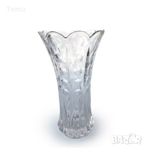 Стъклена ваза с флорален мотив, 12х24 см. Елегантен акцент за вашия дом или офис. 🌿✨ Прекрасен дизай, снимка 4 - Вази - 45777913
