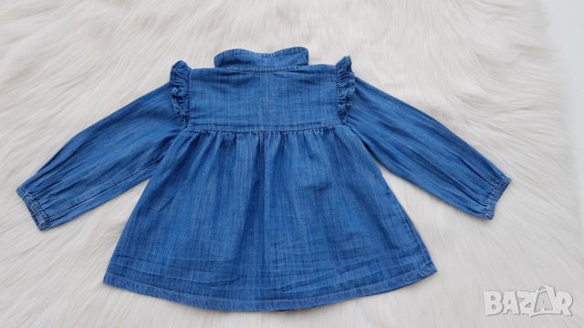 Дънкова риза туника за бебе 6-9 месеца, снимка 4 - Бебешки блузки - 45094468