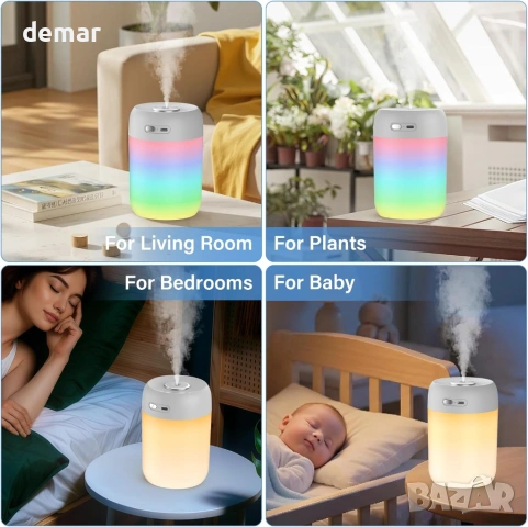 SZO Cool Mist овлажнител за спалня с нощна светлина, сив, снимка 5 - Овлажнители и пречистватели за въздух - 53825413