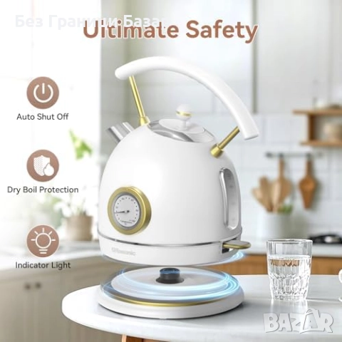 Нова Ретро електрическа кана 1.8L 3000W бързо кипене вода за дом офис, снимка 5 - Други - 51917470