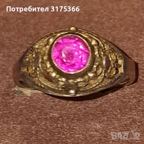 Стар сребърен пръстен  с рубин 30 те години на XX век 