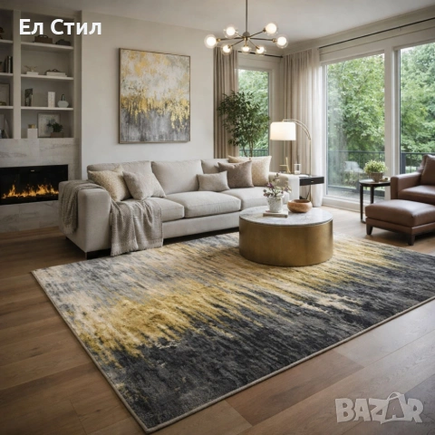 Модерен килим за хол 120х160см - Мраморен нюанс и 3D ефект, Противоплъзгащ, снимка 5 - Килими - 53928380